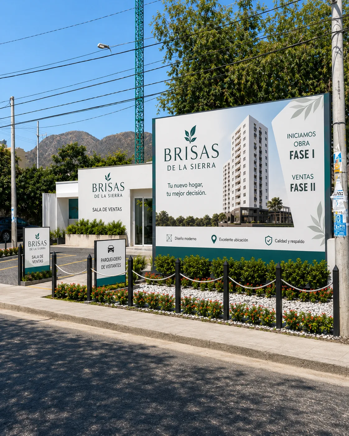 Brisas de la Sierra sala de ventas y cerramiento