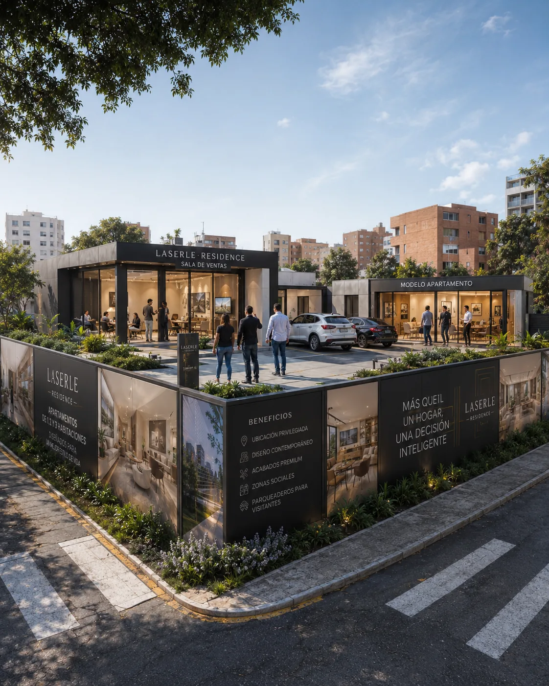 Showroom con apartamento modelo LASERLE